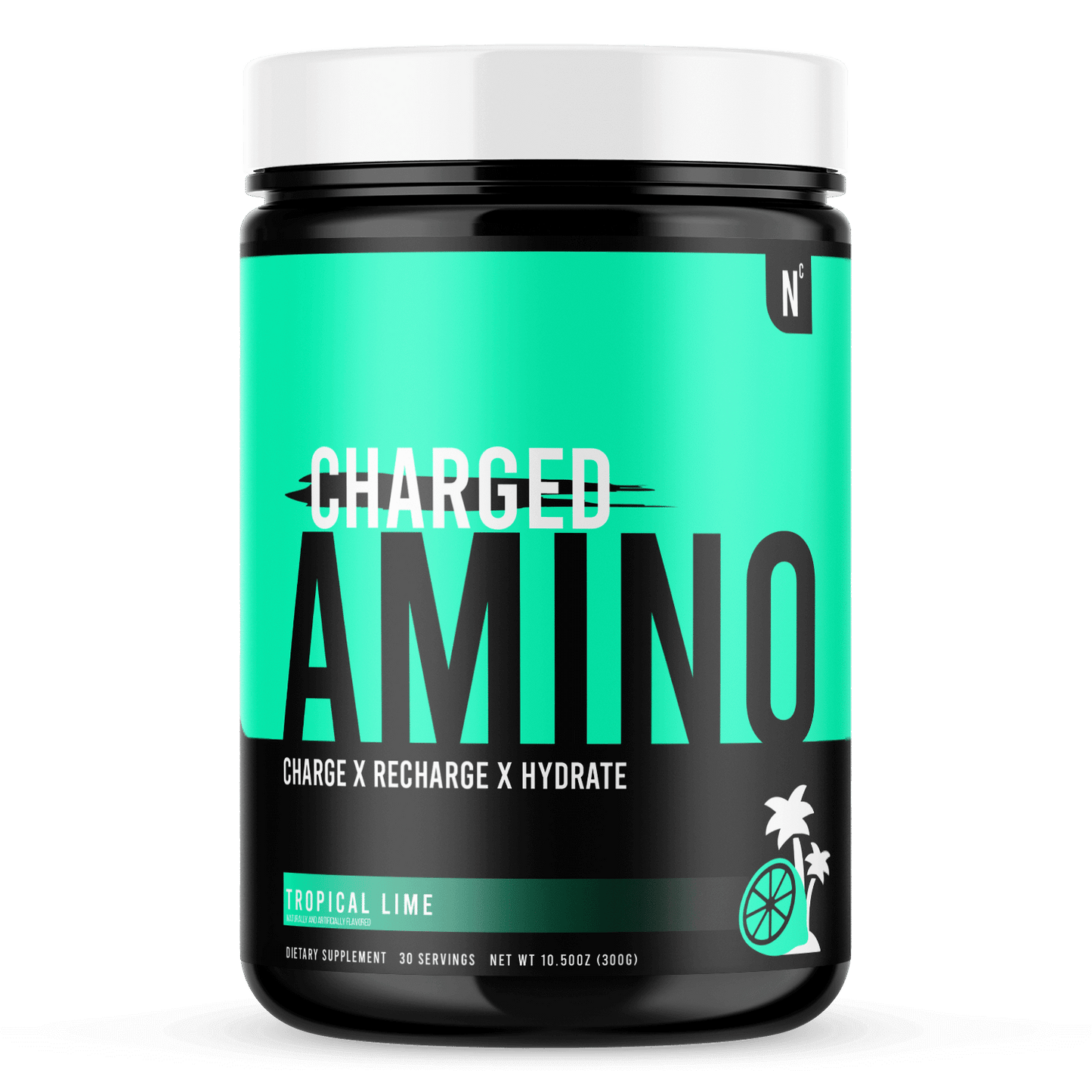 NutraCharge Charged Amino Product Render Front Tropical Lime