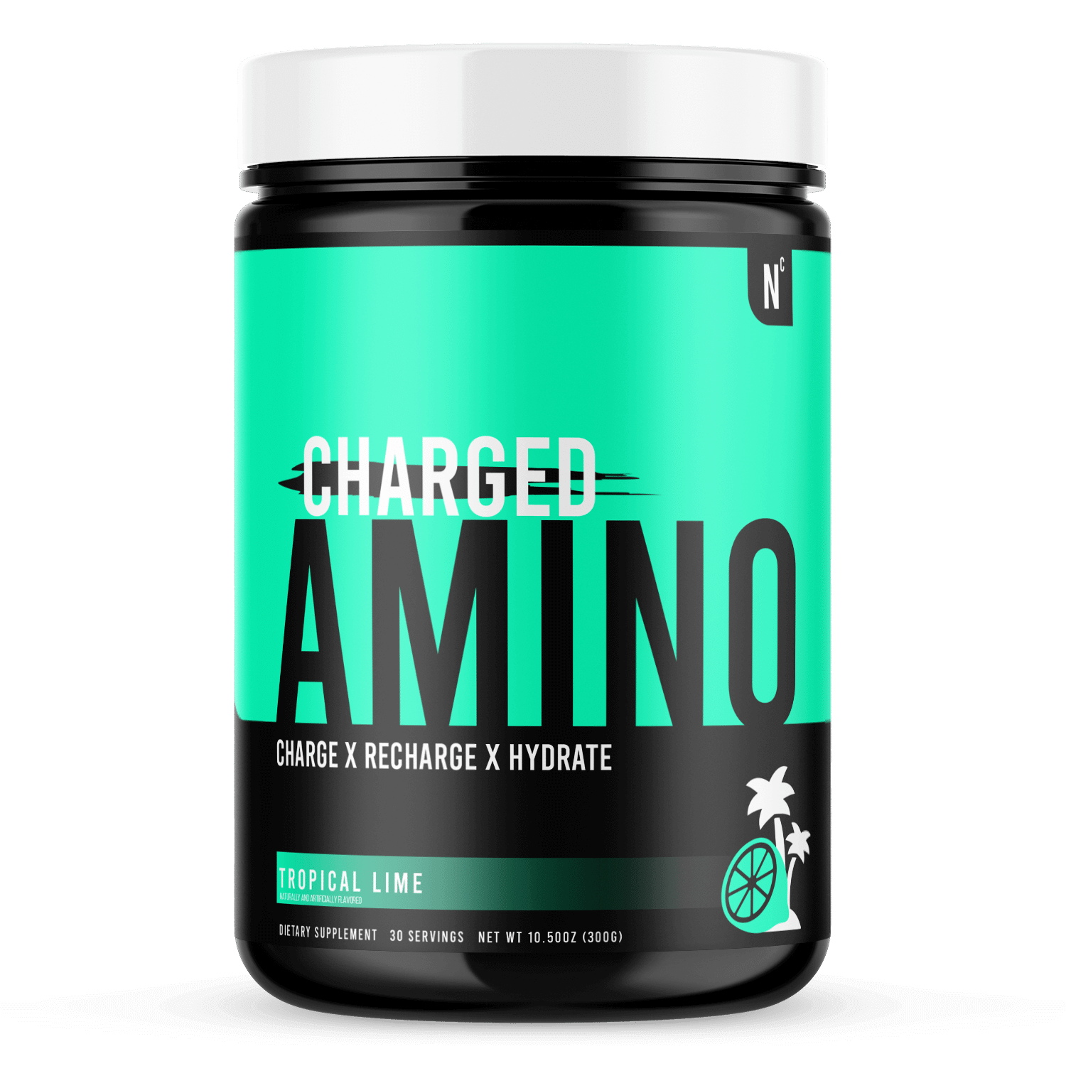 NutraCharge Charged Amino Product Render Front Tropical Lime